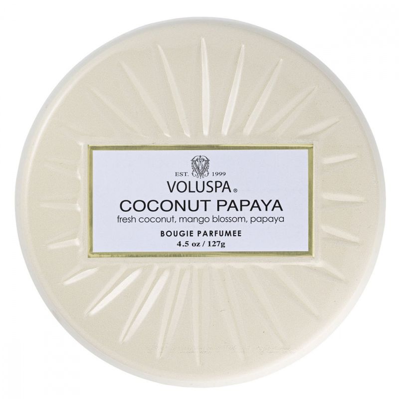 Voluspa Coconut Papaya Mini Tin Candle 25timer