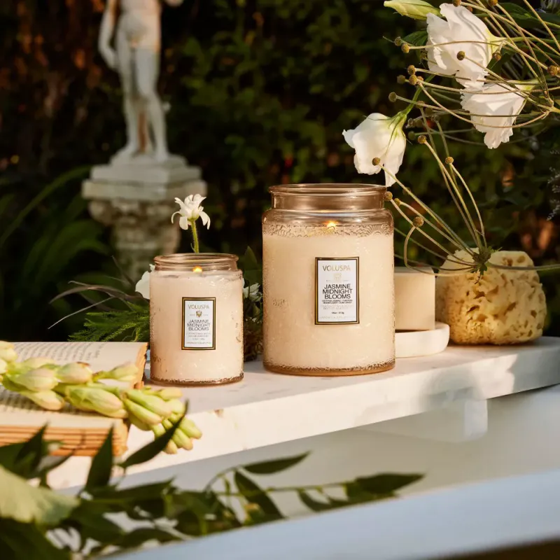 Voluspa Jasmine Midnight Blooms Large Glass Jar 100timer