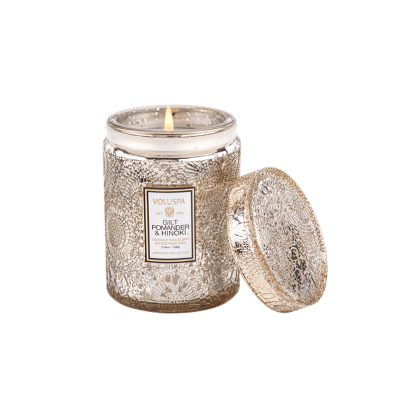 Voluspa Gilt Pomander & Hinoki Small Jar Candle 50timer